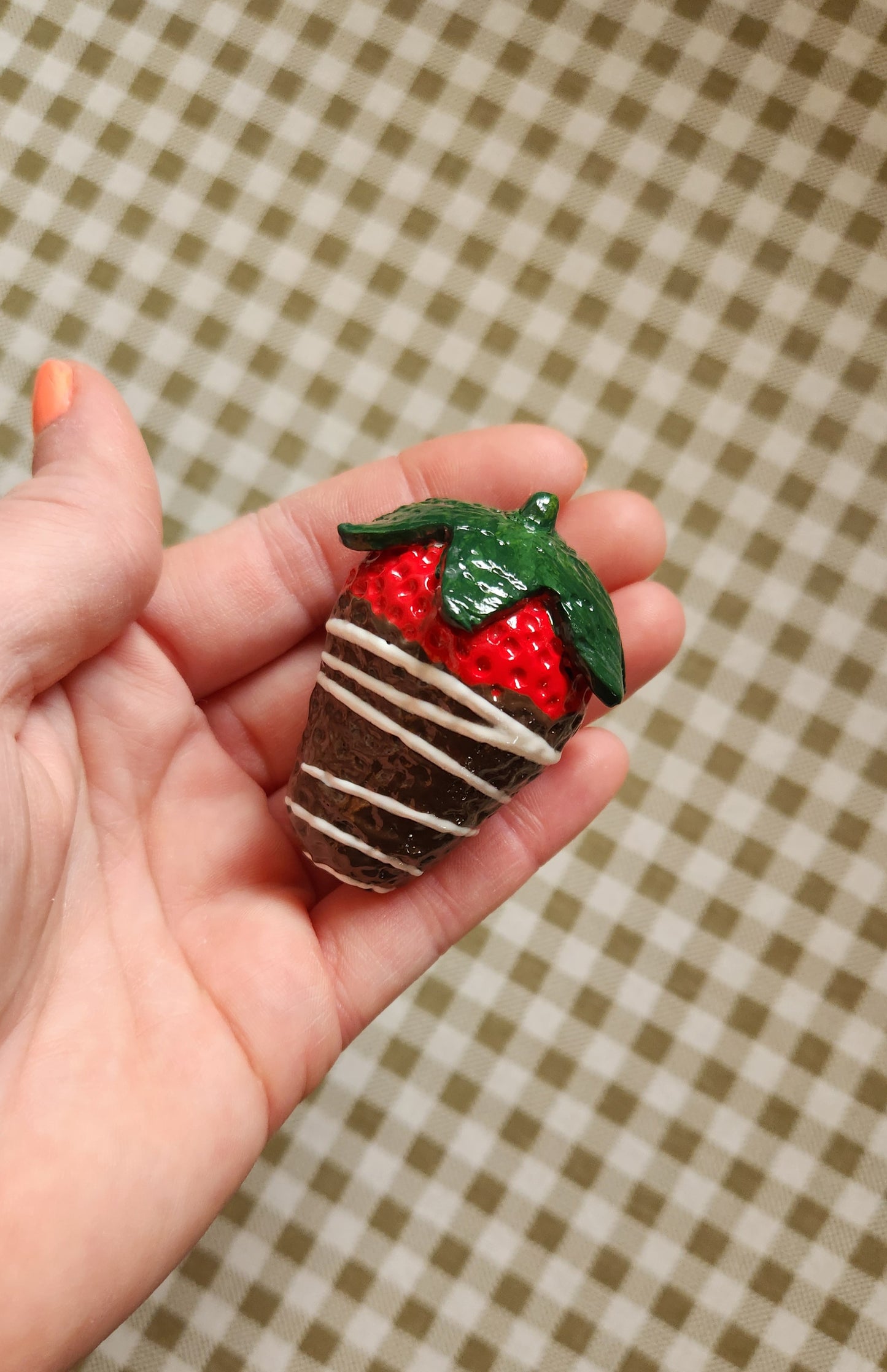 3 Chocolate Dipped Strawberries — Handcrafted Food Sculpture