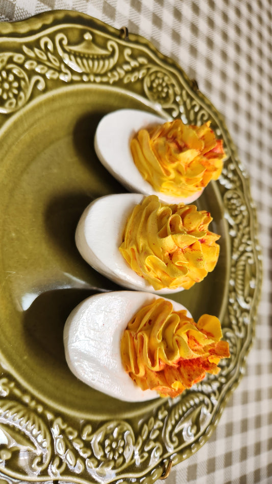 Set of 3 Deviled Eggs — Handcrafted Food Sculpture