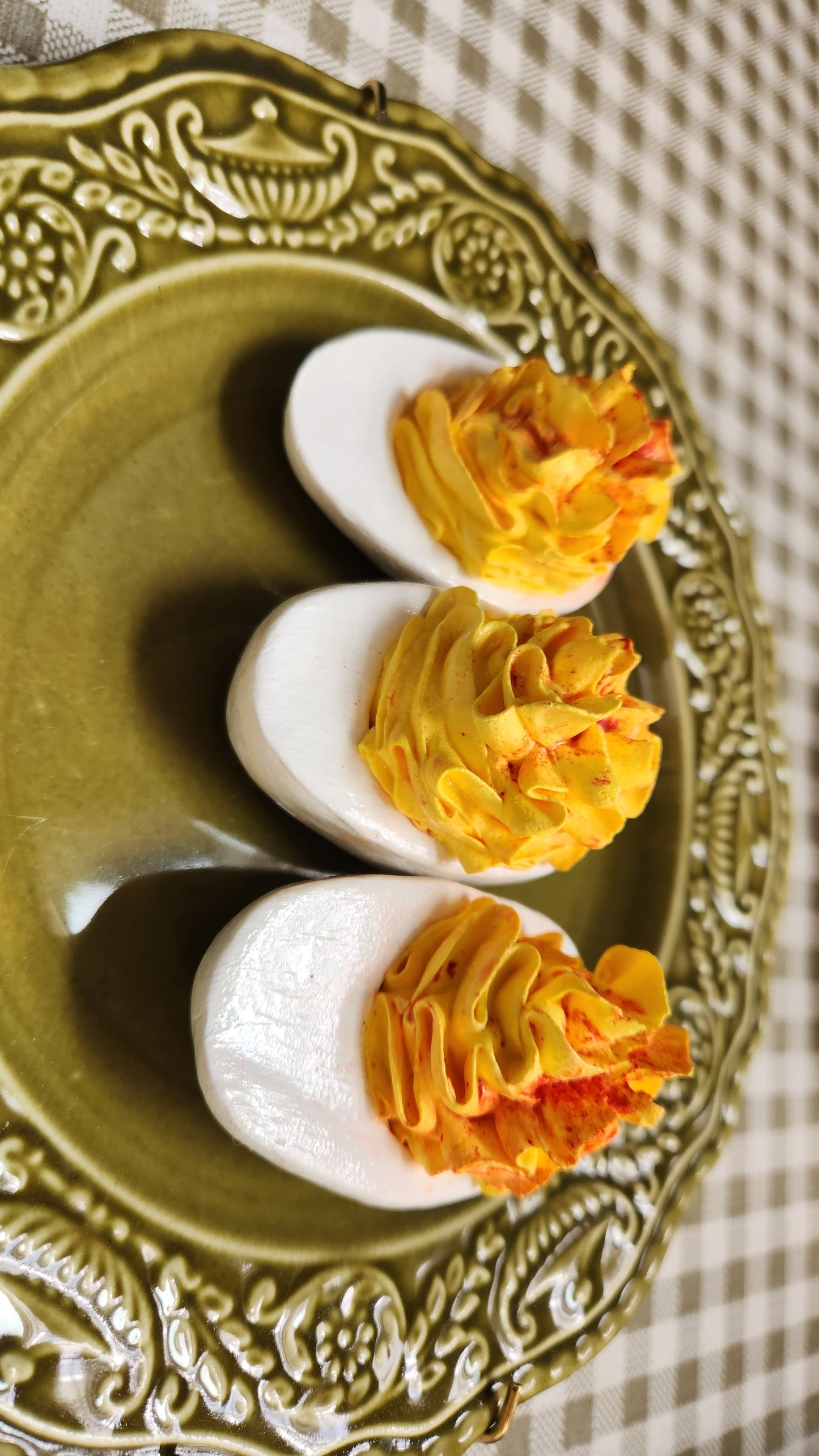 Set of 3 Deviled Eggs — Handcrafted Food Sculpture