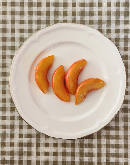 Set of 4 Sliced Peaches — Handcrafted Food Sculpture
