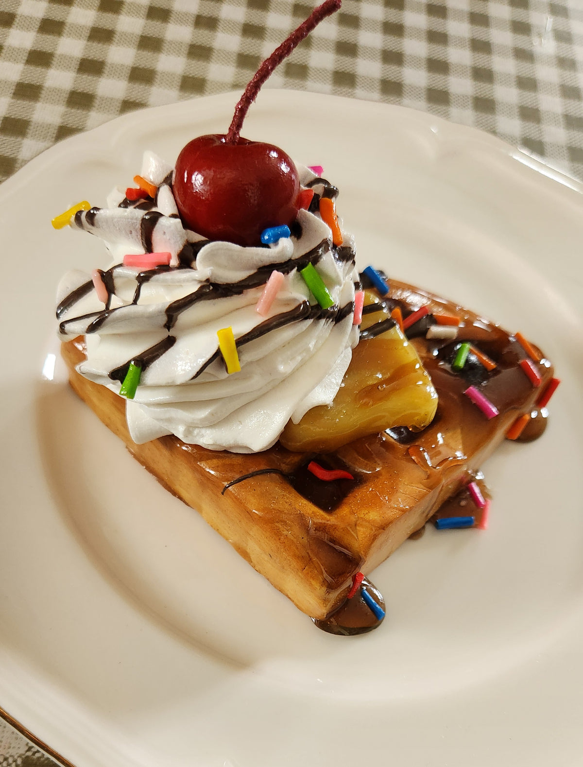 Celebration Waffle — Handcrafted Food Sculpture,  Fake Food, Plate Wall Food Decor