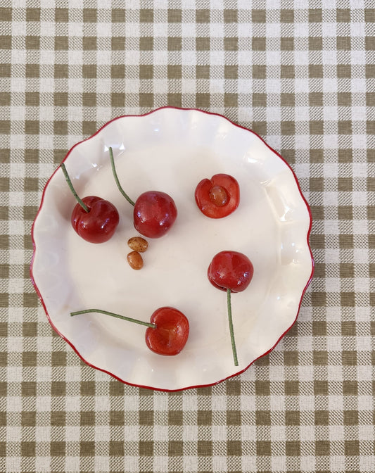 Red Cherries— Handcrafted Food Sculpture ON PLATE