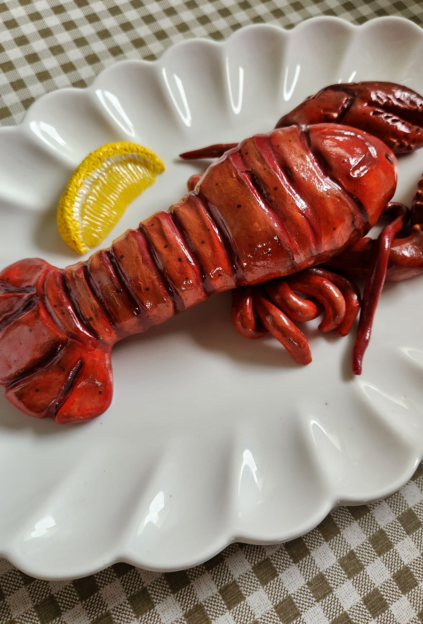 Lobster with Lemon Wedge— Handcrafted Food Sculpture