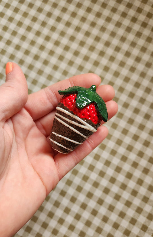 3 Chocolate Dipped Strawberries — Handcrafted Food Sculpture