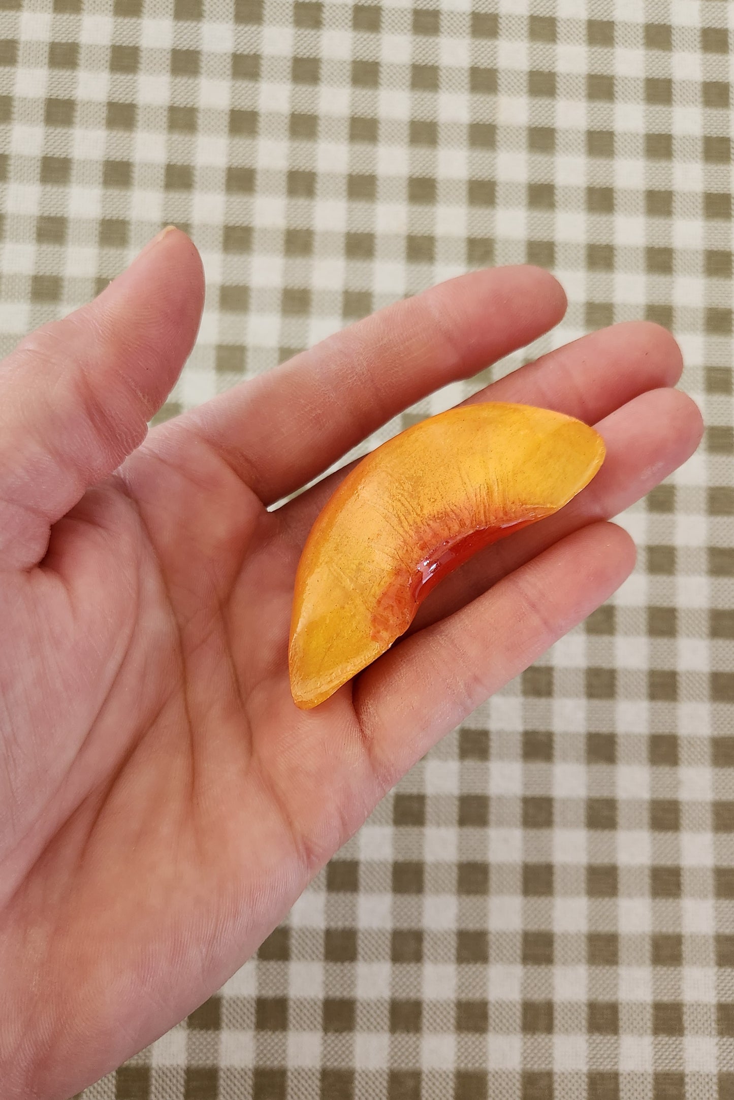 Set of 4 Sliced Peaches — Handcrafted Food Sculpture