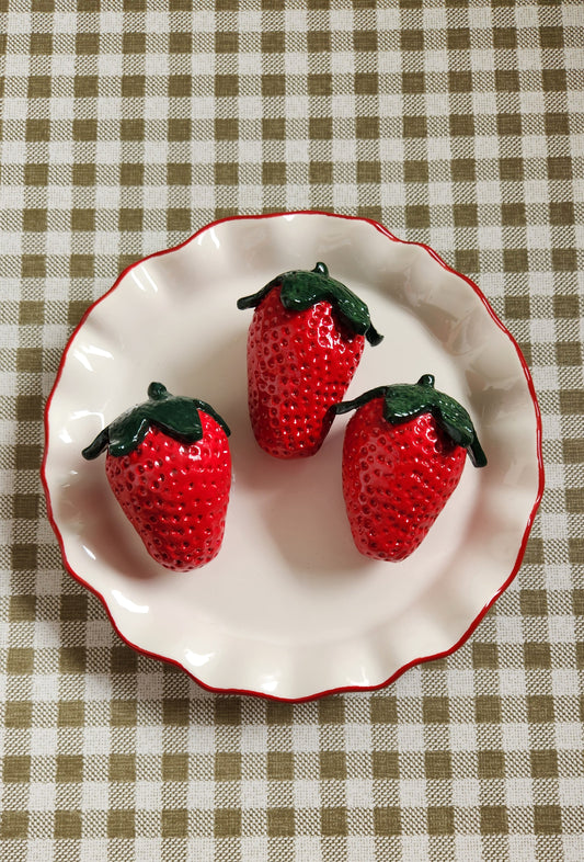 Set of 3 Strawberries — Handcrafted Food Sculpture