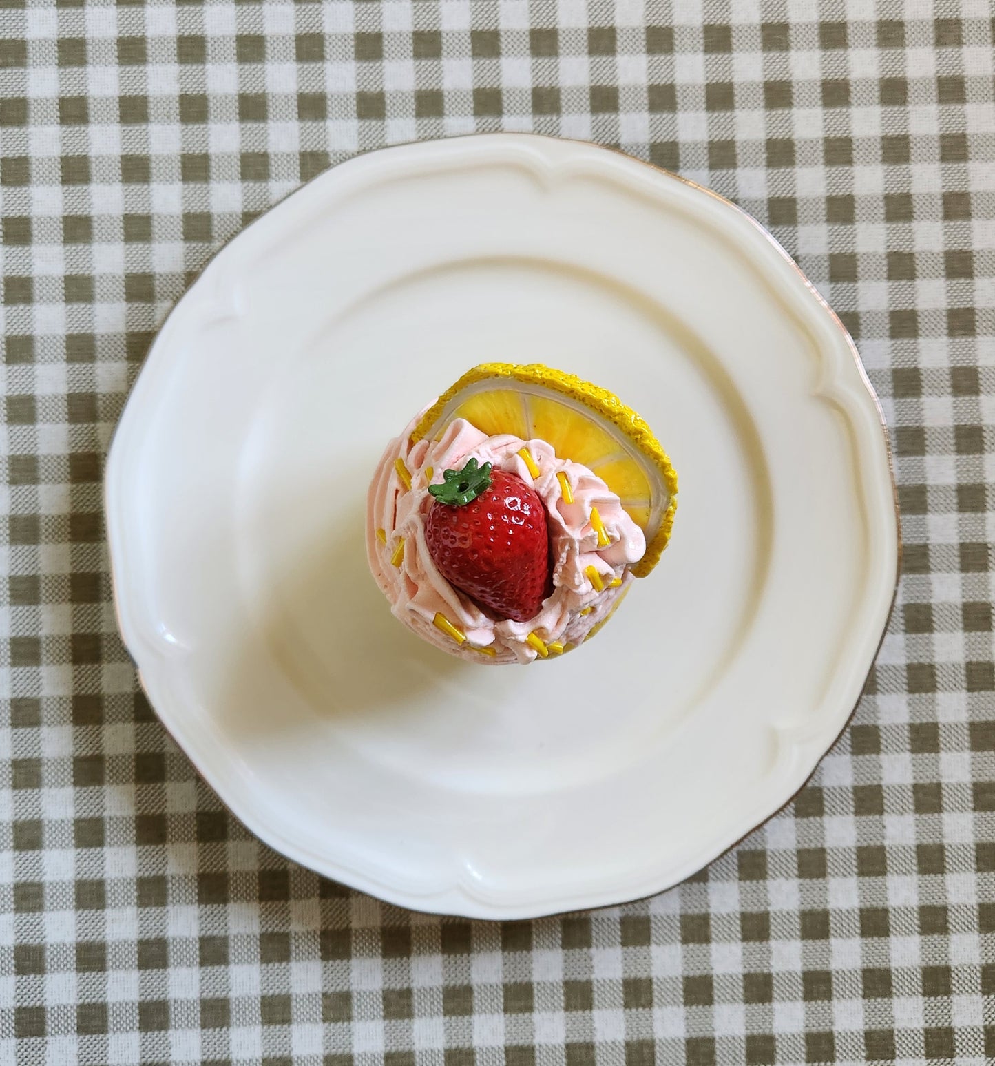 Strawberry Lemonade Cupcake — Handcrafted Food Sculpture