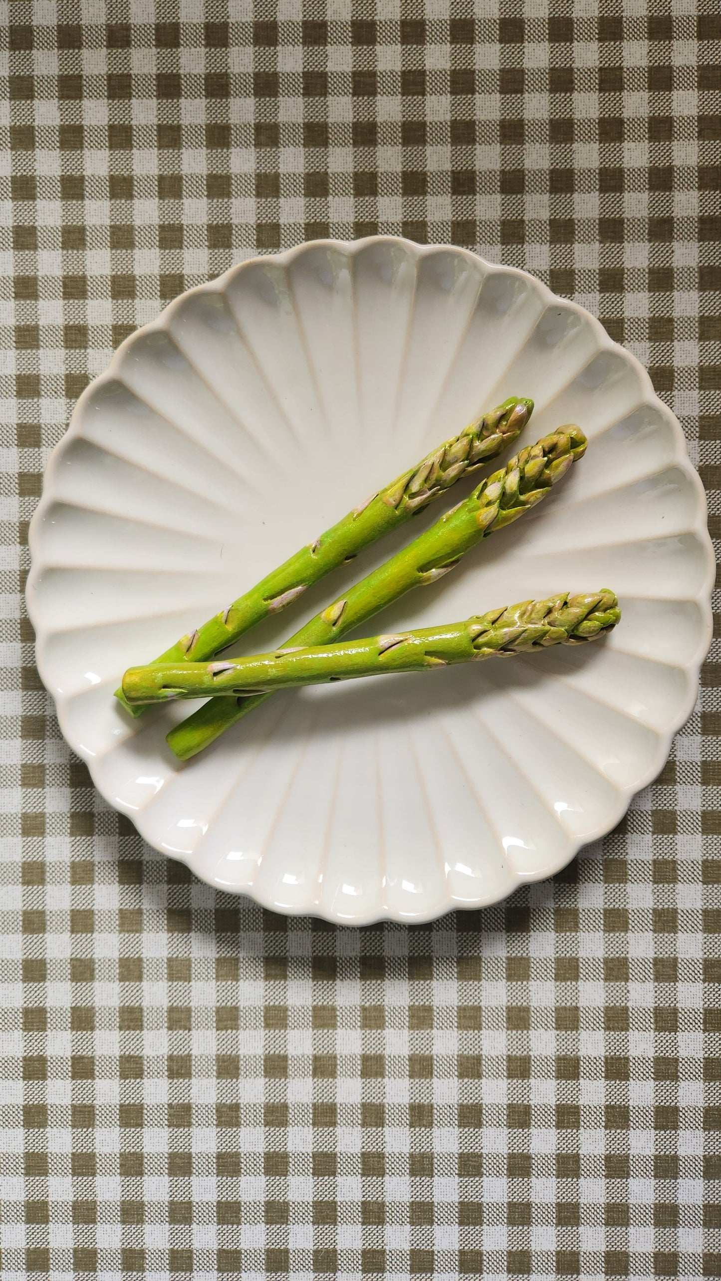 Set of 3 Asparagus 6-7" — Handcrafted Food Sculpture
