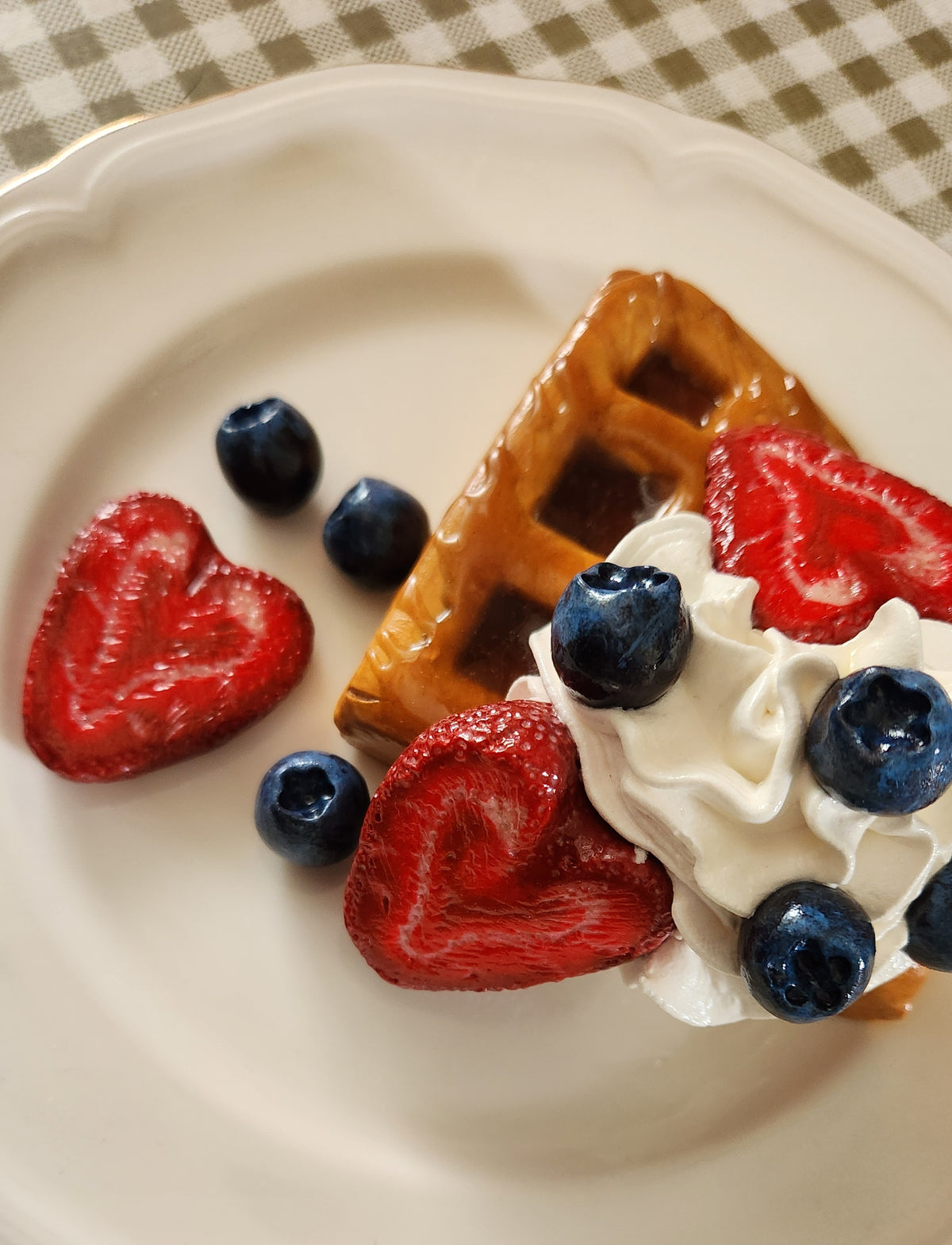 Berry Waffle — Handcrafted Food Sculpture,  Fake Food, Plate Wall Food Decor