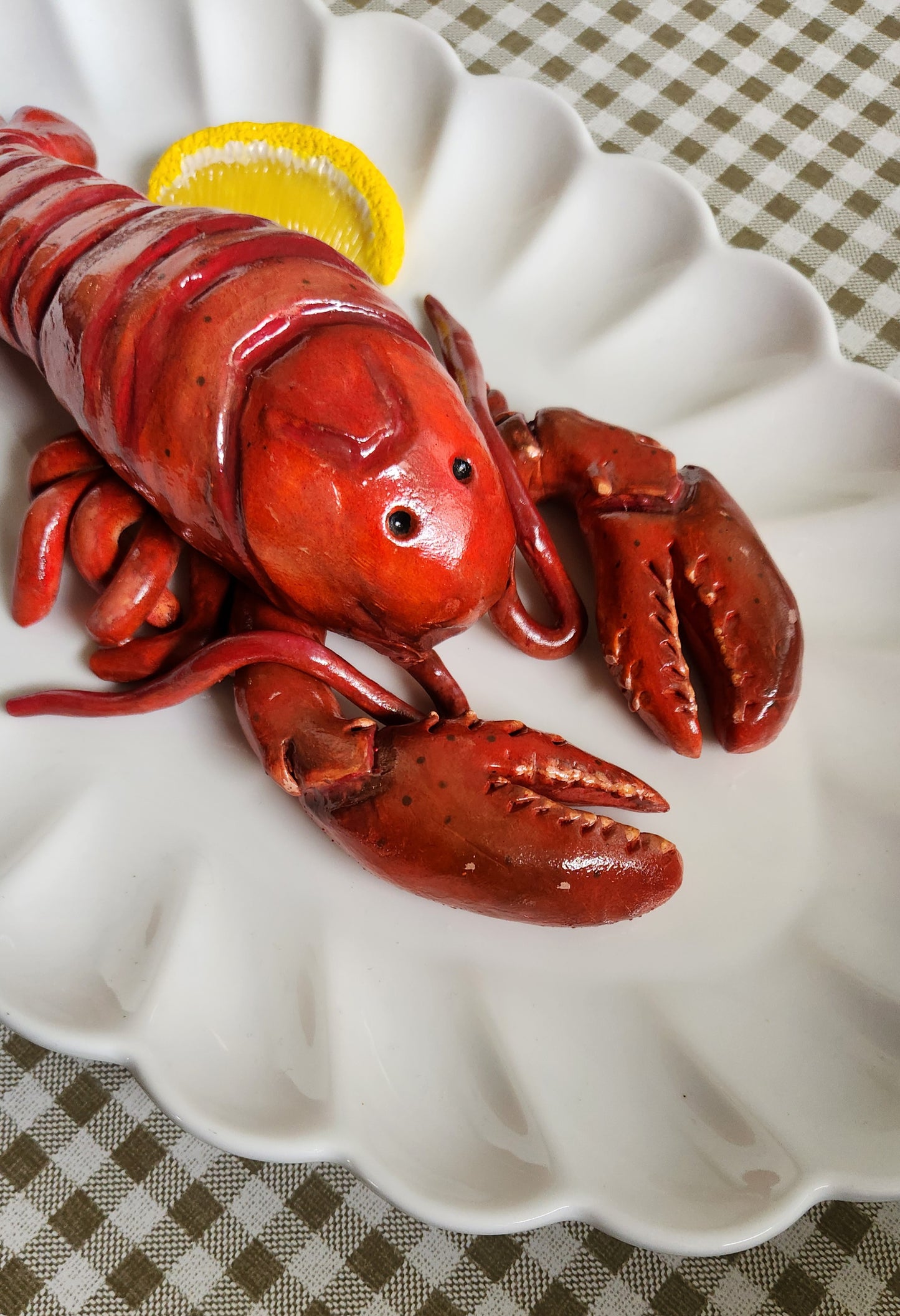 Lobster with Lemon Wedge— Handcrafted Food Sculpture