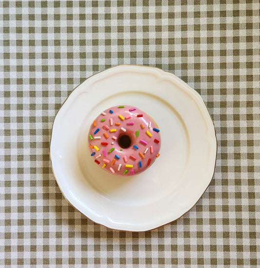 Pink Frosted Donut with Sprinkles— Handcrafted Food Sculpture