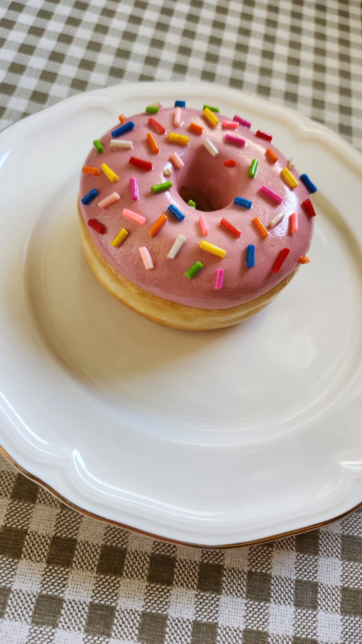 Pink Frosted Donut with Sprinkles— Handcrafted Food Sculpture