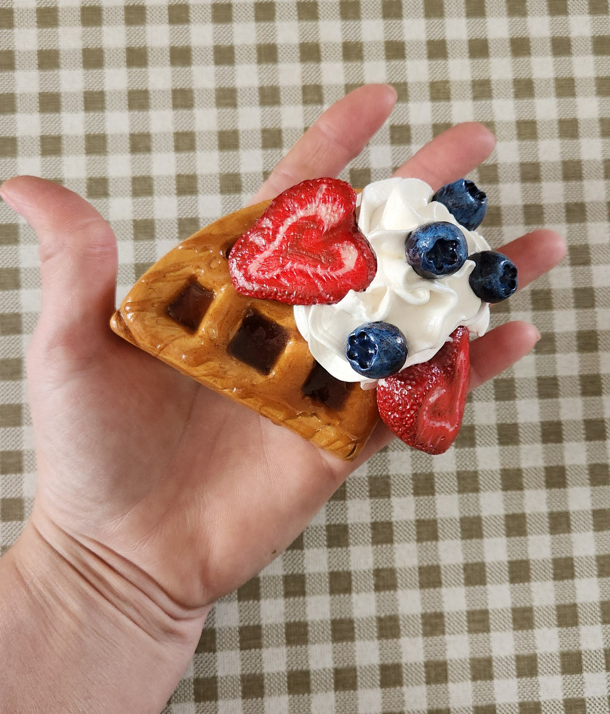 Berry Waffle — Handcrafted Food Sculpture,  Fake Food, Plate Wall Food Decor