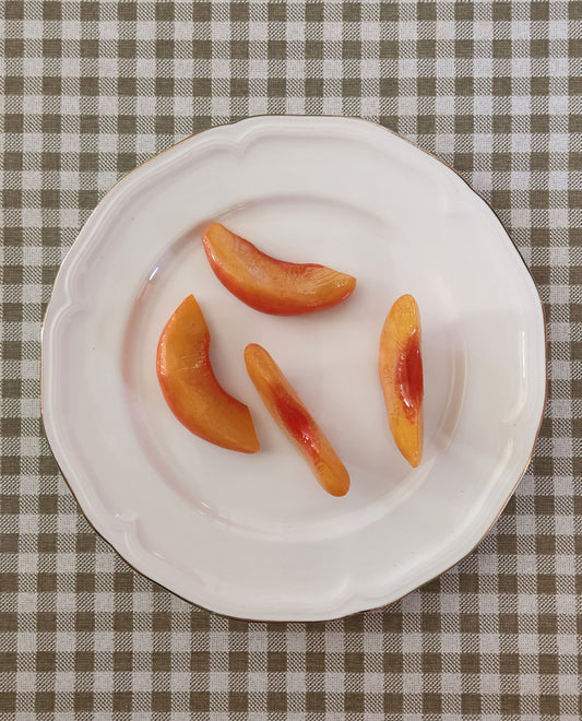 Set of 4 Sliced Peaches — Handcrafted Food Sculpture