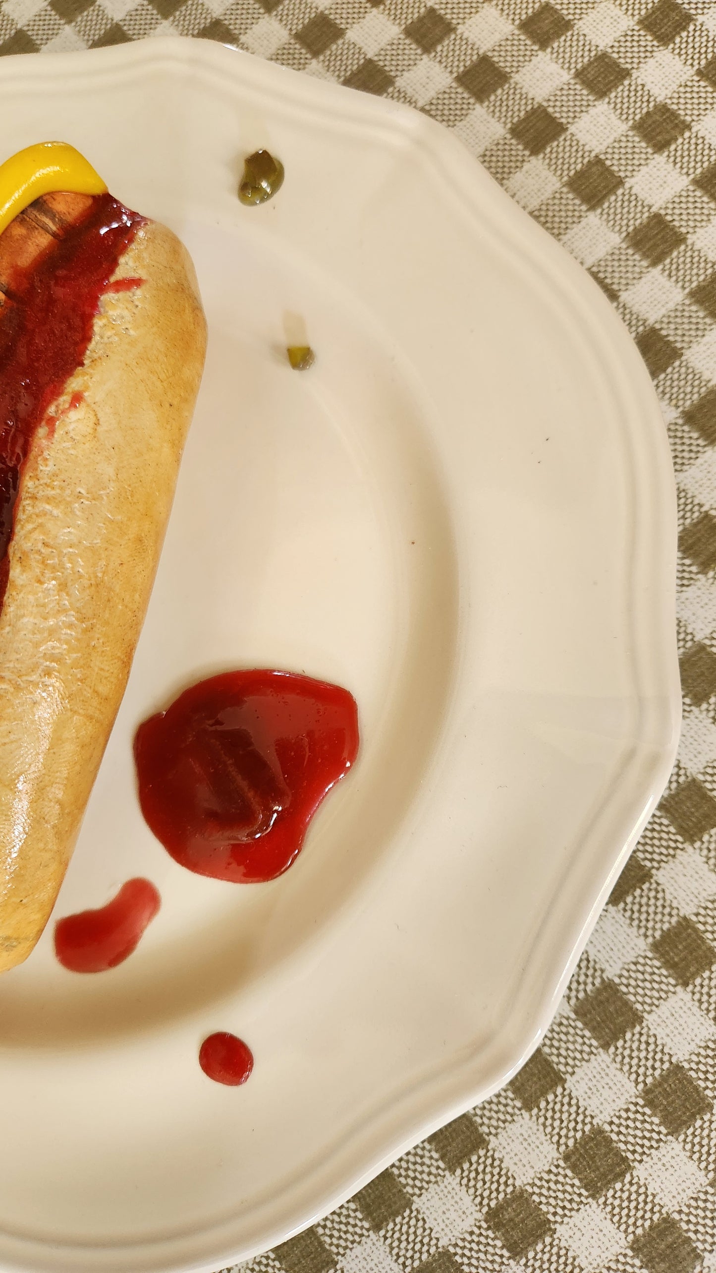 "Bad Day to be a Hotdog"— Handcrafted Food Sculpture ON PLATE