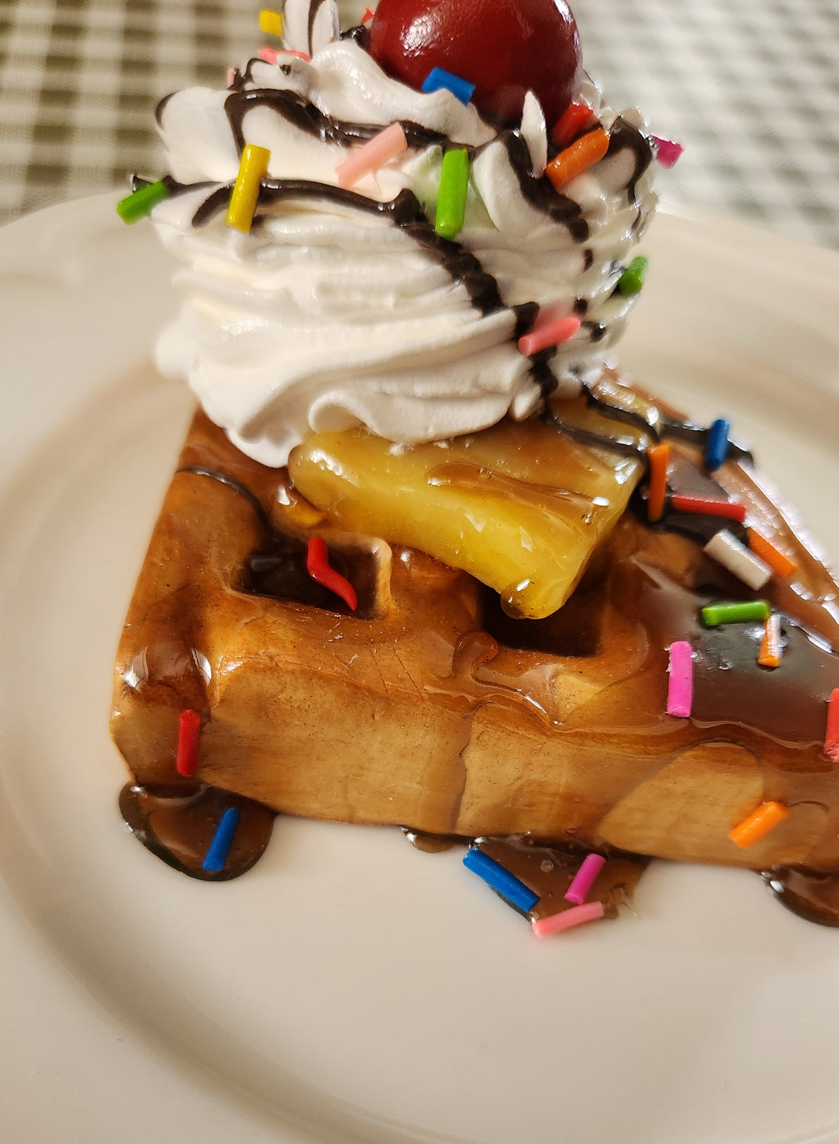 Celebration Waffle — Handcrafted Food Sculpture,  Fake Food, Plate Wall Food Decor