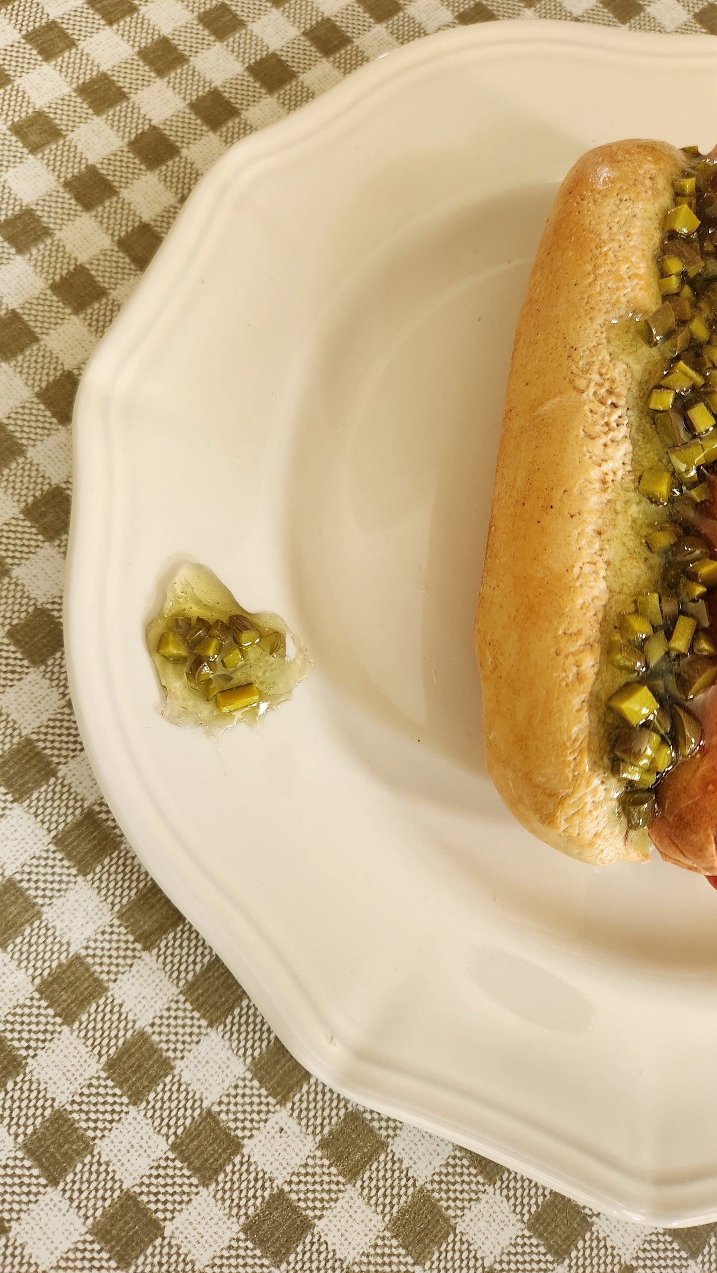 "Bad Day to be a Hotdog"— Handcrafted Food Sculpture ON PLATE