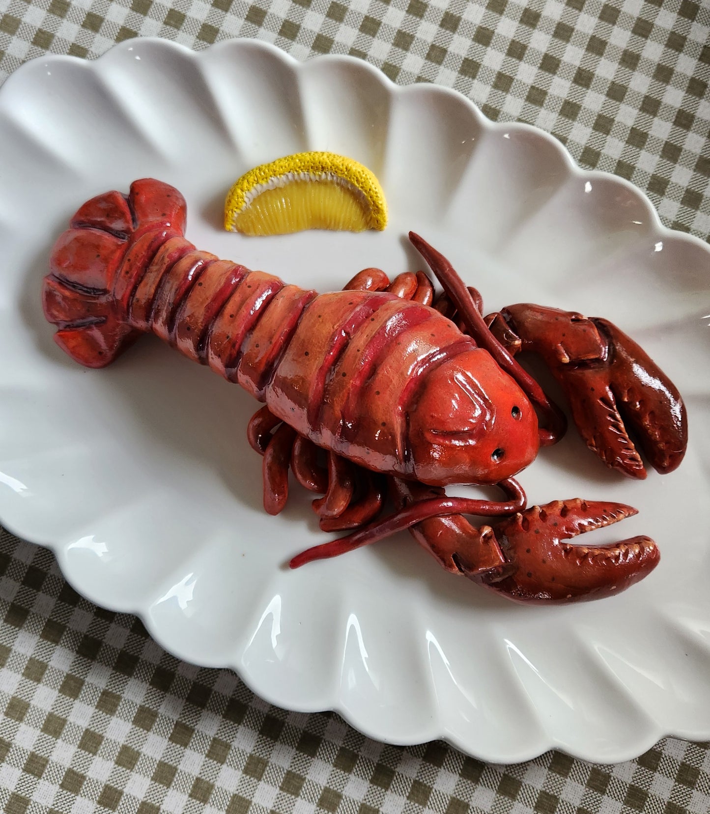 Lobster with Lemon Wedge— Handcrafted Food Sculpture