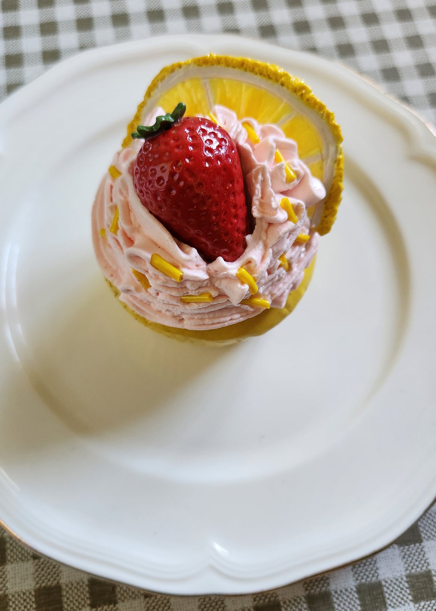 Strawberry Lemonade Cupcake — Handcrafted Food Sculpture