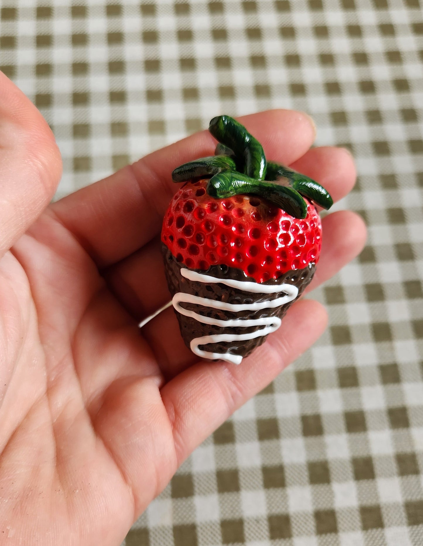 3 Chocolate Dipped Strawberries — Handcrafted Food Sculpture