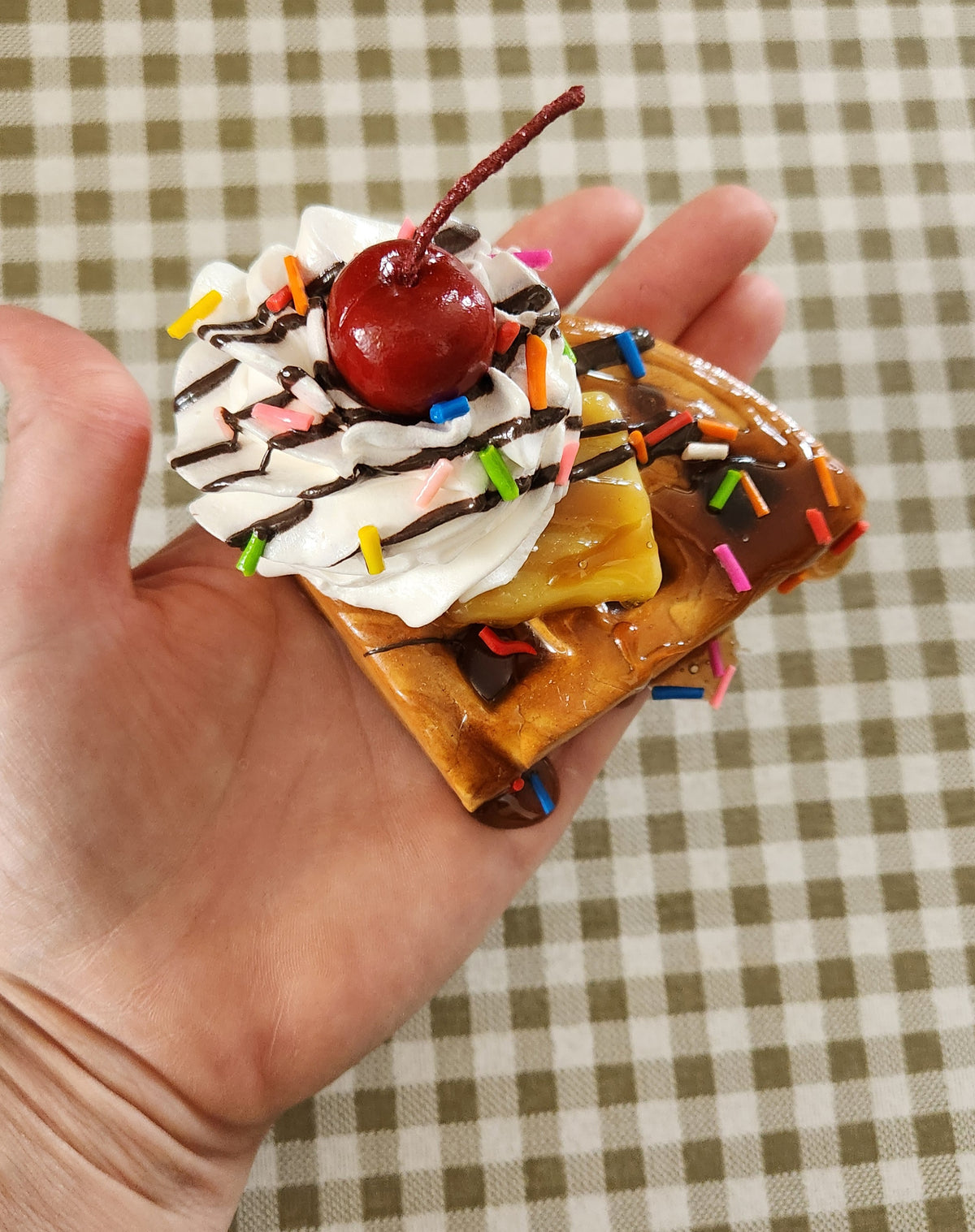 Celebration Waffle — Handcrafted Food Sculpture,  Fake Food, Plate Wall Food Decor