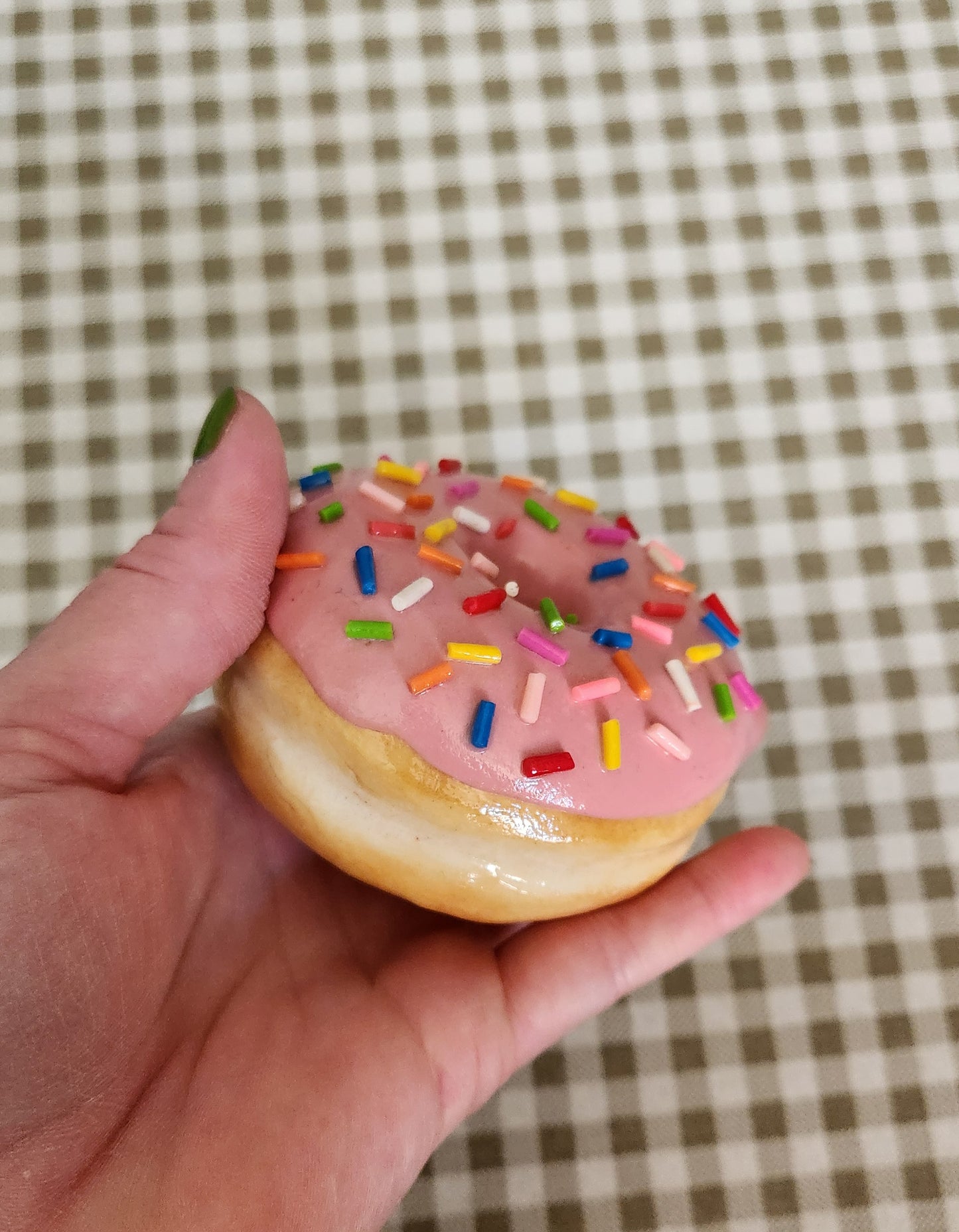 Pink Frosted Donut with Sprinkles— Handcrafted Food Sculpture